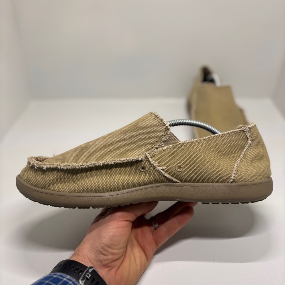 Crocs Santa Cruz Canvas Loafers Men’s 12 Tan Slip On Casual Comfort Shoes - Picture 13 of 15
